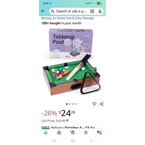 Tabletop Pool Table Game Set Brybelly‎ Mini Billiard for Kids Adults